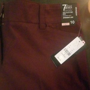 NY&CO 7th Avenue Burgandy Stretch Straight Leg